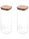 2Pcs 1800ML Borosilicate Square Glass Storage Jar with Lid for Candy Cookie Rice Sugar Flour Pasta Nuts Clear 1200ml