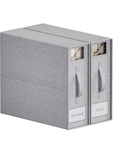 RR-INTL Sheet Organizers and Storage, Foldable Sheet Organizer for Linen Closet, Linen Closet Organizer for Bedding Clothes Blankets (2)