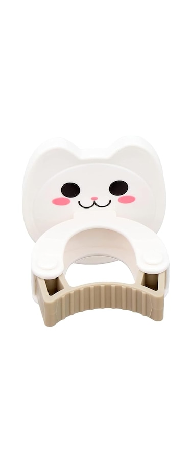 Cat Shape Plastic Single Broom Holder, White