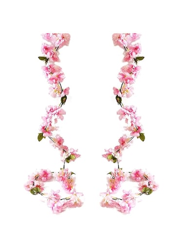 SYOSI 2 Pack 5.9FT Artificial Cherry Blossom Garland, Hanging Vine Fake Flower Silk Floral Garland Fake Flowers Vine with Green Leaves for Home Garden Fence Wedding Party Craft Art Decoration
