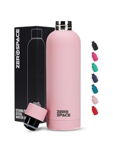 ZeroSpace Stainless Steel Water Bottle, 750ml Insulated Water Bottle for Kids School, Double Wall Water Thermos Flask for Hot &amp; Cold Drinks, Sports Hot Water Bottle (Pink)
