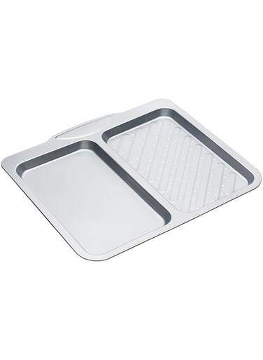 KitchenCraft Non-Stick Twin Section Baking Tray, 40x35.5x2cm, Card Insert