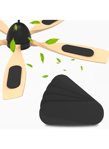 KASTWAVE 10 Pcs Ceiling Fan Filters, Activated Coconut Shell Carbon Air Filters, Easy-Stick Blade Filters for Home &amp; Office, Traps Household Contaminants (Black)