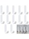 12 Pcs Adhesive, Stainless Steel Wall, Coat, for Hanging, Heavy Duty Closet Hook Hold 40lbs, Wall Mounted Hooks for Clothings, Hat, Key, Towel, Shower (White)