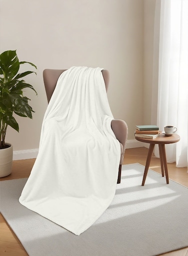 East Light Blanket By Noon East - 150X200 Cm Ultra Plush Cream 100% Polyester Ultra Plush For Sofa Or Bedroom