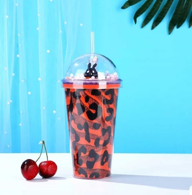 Decent Capybara foam Tumblers Durable Cute Drinking Cup with Straw, Reusable Tumblers Semi Transparent Double Walled Tumblers