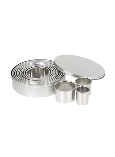 Stainless Steel Circle Cookie Cutter with Storage Box Silver