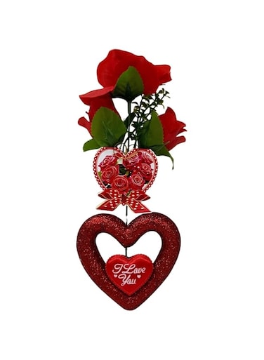Home Smart Heart with Flower for Girls Couples and Mother Birthday Anniversary and Valentine's Gift Decorations (Red)