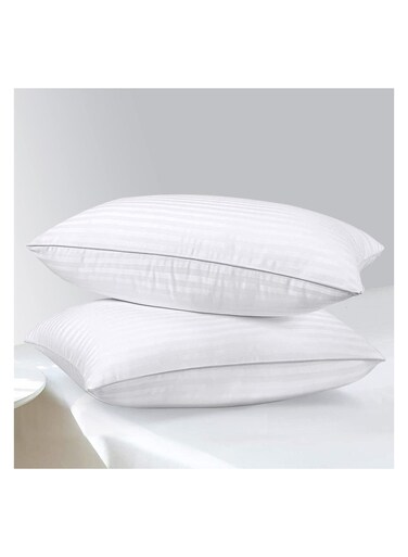 SET OF 2 STRIPE COTTON LUXURIOUS HOTEL PILLOW SET