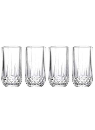 Highball Drinking Glasses Set of 4, Clear Cocktail Glasses, 300ml Cups ,Elegant and Durable Sets for Water, Juice, Cocktails, Cups Set with Shockproof Package