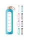 Silk Route - 32 Oz Borosilicate Glass Water Bottle with Time Marker Reminder Quotes, Leak Proof Reusable BPA Free Motivational Water Bottle with Silicone Sleeve and Bamboo Lid