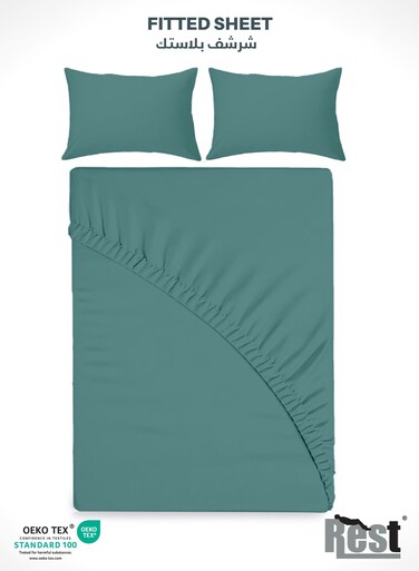3-Piece Teal Plush 180x200+30cm Fitted Bedsheet Set Includes 1 Deep Pocket Fitted Bedsheet and 2 Pillow Covers, Breathable and Machine Washable