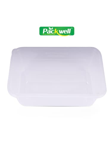 Microwave Container with Lid- PWRP1960 650 ml Rectangle Shaped Pack of 5 BPA-Free Food grade and Hygienic Perfect for Packing Storing Ramadan Food and Iftar Kit Distribution Etc Clear