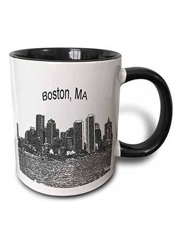 Boston Downtown Skyline Line Art-Two Tone Black Mug Multicolour