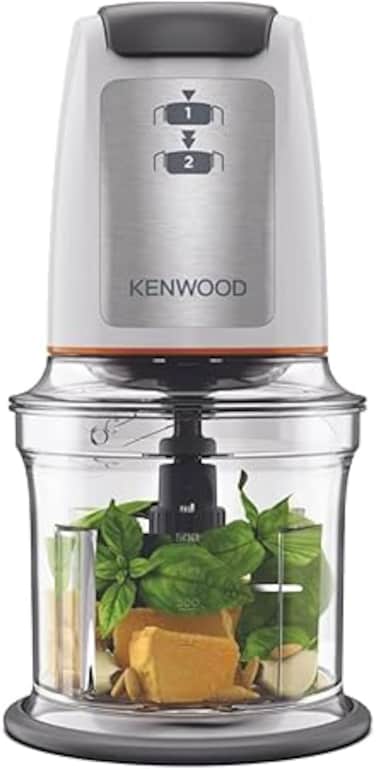 KENWOOD Chopper 500W Electric Food Chopper with 500ml Bowl, Dual Speed, Stainless Steel Quad Blade, Multi Mayo Mayonnaise Attachment, Spatula, Ice Crush Function CHP61.100WH White