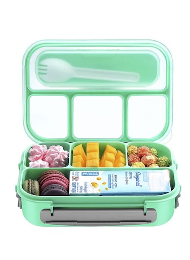 Lunch Box for Adults and Kids 4 Compartment Lunch Box with Fork - Durable Perfect Size - Leak-Proof - Reusable - BPA Free and Freezer Safe Food Containers
