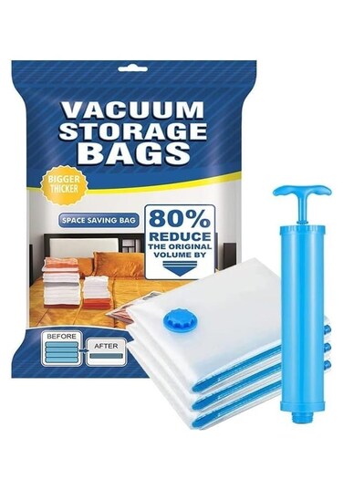 B&amp;S Vacuum Storage Bag 6pc Set with Hand Pump