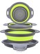 4-Piece Collapsible Sink Strainer with Self-Draining Base - Kitchen Strainer Basket With Base, Foldable Vegetable Fruit Washing Basket, Food Filter, Space Saving Design , Nested Design for Easy Storage, Green/Grey (32.5*29.5*4.5cm)