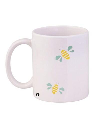 Bees Printed Coffee Mug White/Yellow/Blue 11ounce