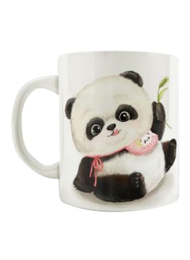 Printed Ceramic Mug White/Black/Green