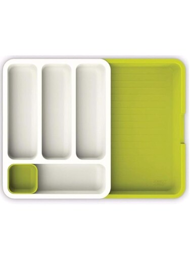 SUKHAD Expandable Utensil Cutlery Storage Drawer Tray   Spoon, Knife &amp; Cutting Tools Organizer   38 X 29 X 5.5 Cm   White