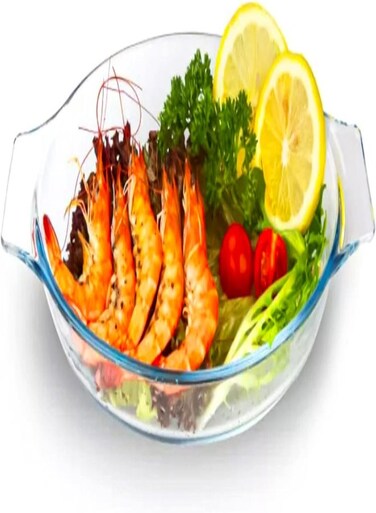 Borosilicate Glass Baking Dish 0.7L Oval With Handle Clear, Crysal Glasses Casserole For Oven Serving Dishes 700Ml Durable And Sturdy Bakeware Tray