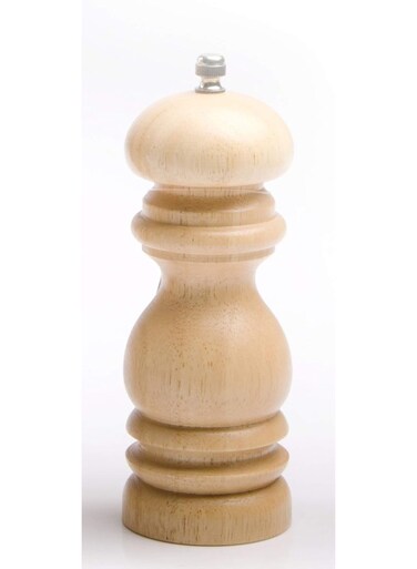 Pepper Grinder 6 Inch Rubber Wood   Manual Salt &amp; Pepper Mill with Adjustable Coarseness
