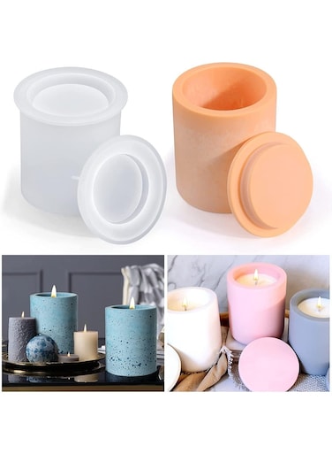 Jar Molds, Silicone Concrete Molds, For Candle Holder With Lids, Resin Silicone Molds, Not Easier to Deform, Drop Proof, Warm Home Decor, for Candle Making Supplies