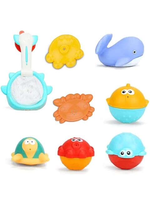 Baybee Baby Bath Toys For Babies Kids with Fishing Net, Floating Water Animal Toys Playset for Baby Swimming Pool Bathtub   Beach Toys for Kids   Baby Bath Toys for Toddlers 0-24 Months (8 Pcs)