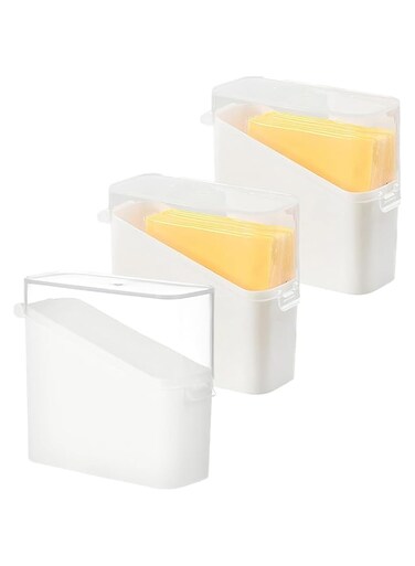 NimbusNote 3 Packs Sliced Cheese Holder with Lid, Plastic Cheese Storage Organizer, Cheese Container for Fridge, Cheese Keeper, Cheese Saver Holder