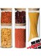 5 pcs Round Glass Storage Jar with Bamboo Lids 600 900 1200 ml, Glass Clear Stackable Containers Kitchen Canisters with Airtight Lid Storages Food Tea Coffee Sugar Salt Spices Pasts Beans