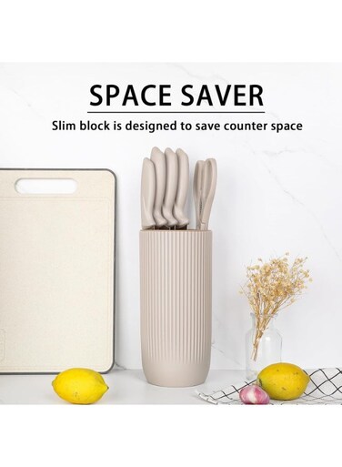 Kitchen Knife Set with Block &acirc;&euro;&ldquo; 6 Piece Set with Sharpener