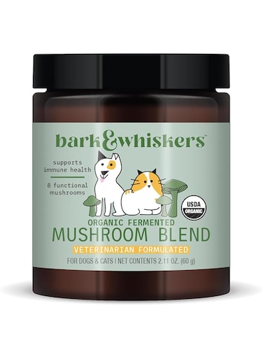 Bark &amp; Whiskers Organic Fermented Mushroom Blend for Cats and Dogs, 2.11 Oz. (60g), 60 Scoops, Supports Digestive and Immune Function, Veterinarian Formulated, Non-GMO, USDA Organic, Dr. Mercola
