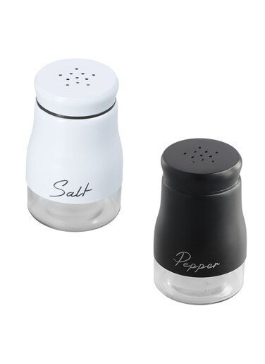 Salt and Pepper Shakers Set, 120ml White and Black Condiment Dispensers with Transparent Bottom for Easy Monitoring