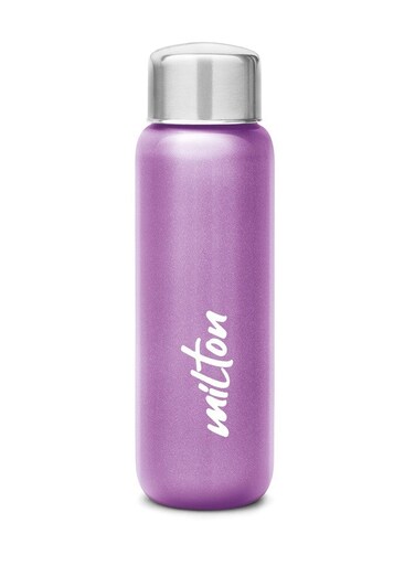 Aqua 500 Stainless Steel Water Bottle 500 ml, Single Walled, ISI Certified I Leak Proof Lid, Rust Proof I For School, Office, Gym I Purple