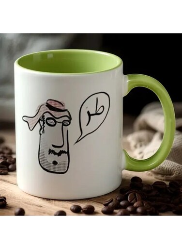 1pc Funny Arabic Coffee Mug with Beard Design - 11oz/360ml Cup, Dishwasher Safe Arabic Gift for Men, Middle Eastern Culture Fans - Office, Home, or Arabic Language Learners Mug, Home Drinkware,