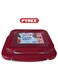 Cook &amp; Go Storage Dish Set - 0.8L &amp; 1.9L Rectangular Glass Containers with Airtight Red Lids Red