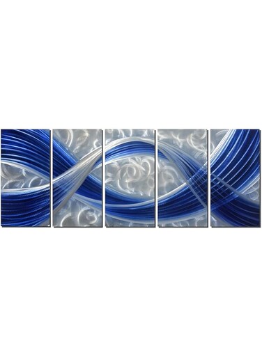 bpa Metal Wall Art with Soft Color, Large Scale Decor in Line Design 10 Colors 65&quot; x 24&quot; Blue