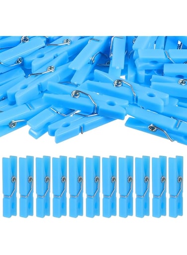 Aeaocvo 100 Pcs Baby Shower Clothespin Games, Mini Blue Clothes Pins 1.4 inch, Reusable Mini Clothes Pins for Photo for Party Decorations