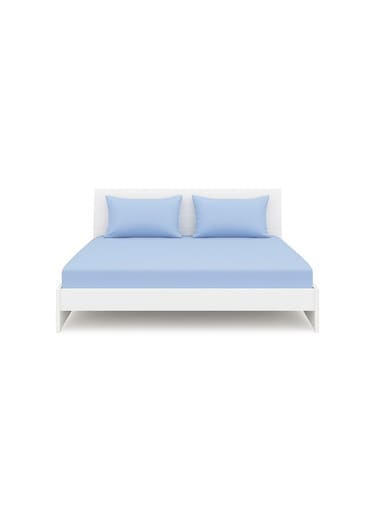 Linen Klub 3Pc King Fitted Sheet Set--Fabric: 144Tc Cotton Blend -Size: 200x200+30cm + 2pc Pillowcase 50x75cm Cotton Blend Blue 200x200cm