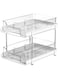 2 Tier Under Sink Organizer, Bathroom Under Sink Organizers and Storage, Pull Out Sink Shelf Cabinet Storage Shelves, Multi-Purpose Kitchen Pantry Organizer and Storage with Movable Divider, White