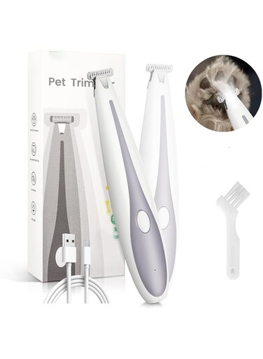 KASTWAVE Dog Paw Trimmer, 35dB Ultra-Low Noise 2 Speed Dog Clippers for Grooming, USB Rechargeable Small Pet Shaver for Dog Clippers Cats Hair Around Paws, Eyes, Ears, Face, Rump with LED Light