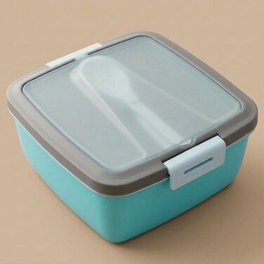 Al Saif Gallery Plastic Lunch Box, 1.6 Liter, Square - Light Blue