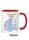 Ceramic Mug with Arabic Calligraphy &amp; Whimsical Blue Creature Design in Red