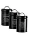3PCS Airtight Kitchen Canister with Lids, Coffee, Tea, Sugar Metal Containers Jars, Decorative Kitchen Food Canister Jars Black