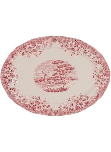 Claytan Windmill Pink 1pc Multicolor Round Earthenware