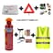 Portable Car Emergency Safety Kit, Fire Extinguisher 500ml, Road Warning Triangle Reflector,Safety Jacket, First Aid Kit,Tyre Puncture Repair Kit and Rechargeable  Flashlight