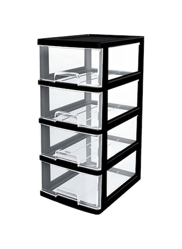 BELLSBERRY Plastic Storage Drawer   4 Drawer Plastic Storage   Multifunctional 4 Tier Drawer Organizer for Home Office Bathroom &amp; Bedroom   (24&times;17&times;39 cm) Transparent Plastic 4 Drawer Storage Organizer