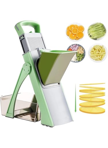 Mandoline Vegetable Slicer, Veg Chopper with 4 Cutter Modes Adjustable Thicknesses, Slicer, Dicer, Chopper, Julienne, Chip Veggies for Potatoes Carrot Tomato Cucumber - Multicolor