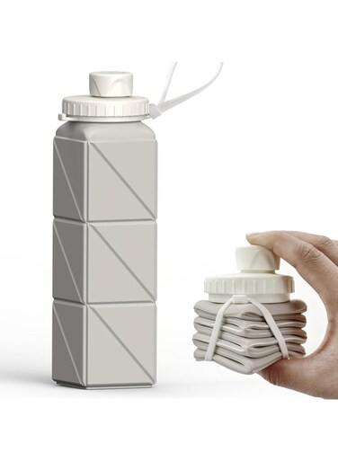 NALACAL Collapsible Silicone Water Bottle 610ml   Foldable, Portable, Leakproof Reusable Water Bottle for Travel, Camping, Hiking, Cycling, and Outdoor Sports   BPA-Free Lightweight Bottle